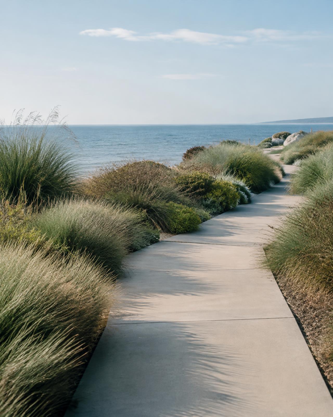 Coastal walkway through native grasses